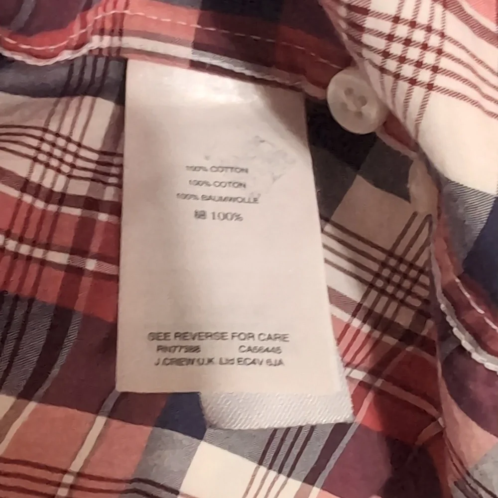 J Crew Red Plaid Slim Fit Long Sleeve Cotton Button Up Size Medium